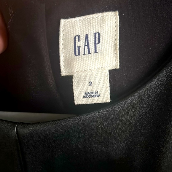 Gap Mixed Media Charcoal Dress with Faux Leather 2 - Picture 7 of 8